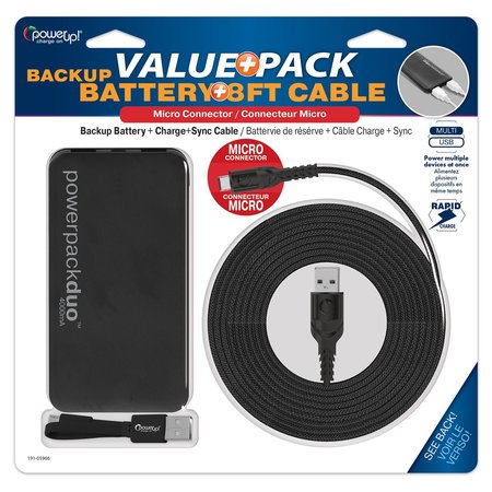 POWER UP! ValuePack Micro USB Cable 8ft Backup Battery 191-05966